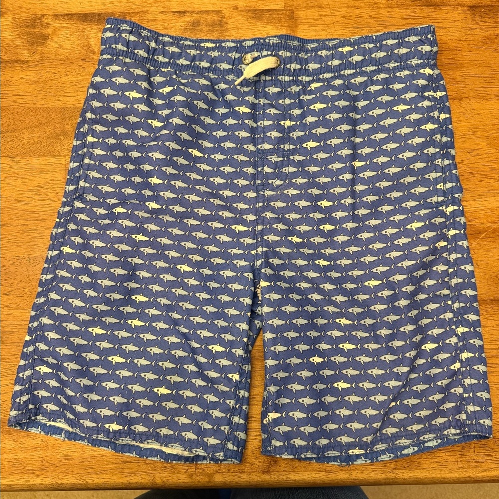 Class Club Blue Swim Trunks with Yellow Fish Print, Runs Large In Size